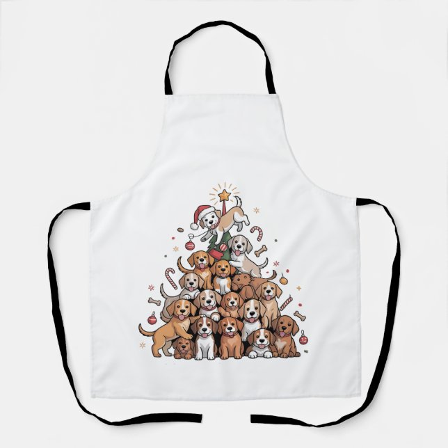 Delantal Lindo perro de árbol de Navidad   (Anverso)