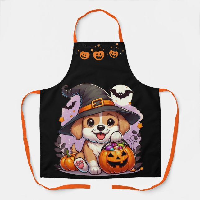 Delantal Lindo perro/puppy de Halloween (Anverso)