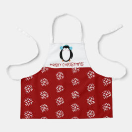 Delantal Lindo pingüino de copo de nieve de Navidad para ni