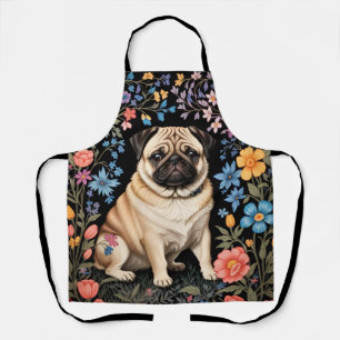 Delantal Lindo Pug Floral Elegante Colorido