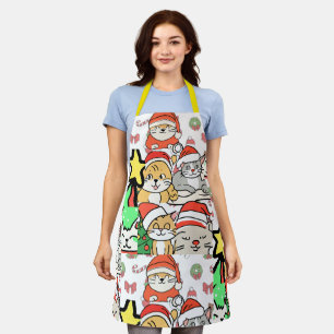 Delantal lindos gatos gorra santa navidades