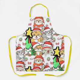 Delantal lindos gatos gorra santa navidades
