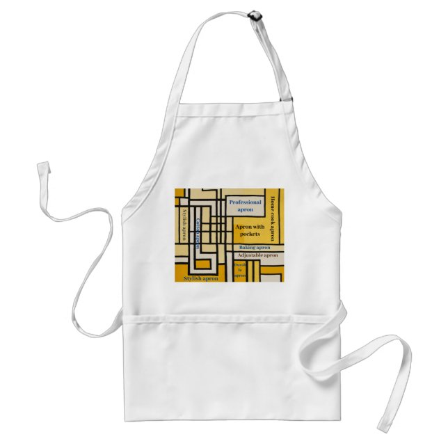 Delantal Línea cuadrada con diseño de patrón amarillo - (Frente)