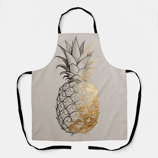 Delantal Línea de Arte de Piña Dorada (Anverso)