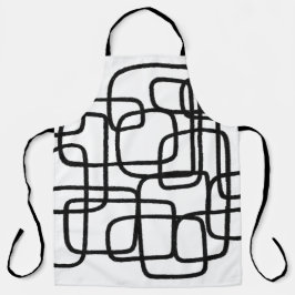 Delantal Línea Resumen Contemporánea Arte Negro Y Blanco