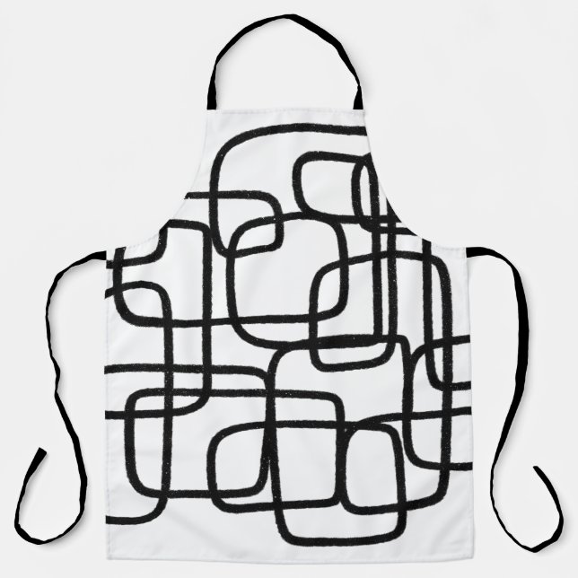 Delantal Línea Resumen Contemporánea Arte Negro Y Blanco (Anverso)