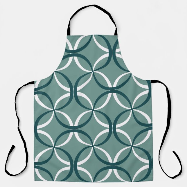 Delantal Líneas onduladas Patrón verde sin soldadura (Anverso)