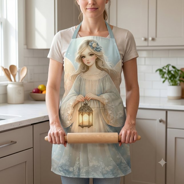 Delantal Linterna angelical celestial de invierno de gracia (Celestial Winter Angel Lantern of Grace Apron)