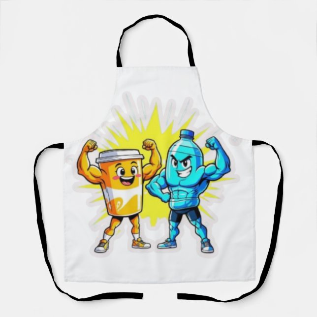 Delantal Liquid Strength – Funny Juice & Water Muscle Desig (Anverso)