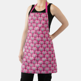 Delantal Lirio Art Deco, fucsia rosa y gris plateado