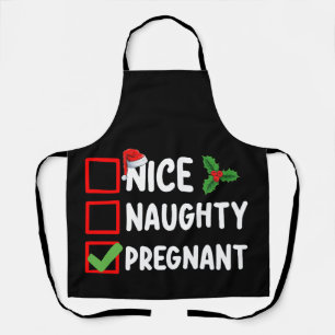 Delantal Lista de Navidad Embarazada Bonita Traviesa Embara