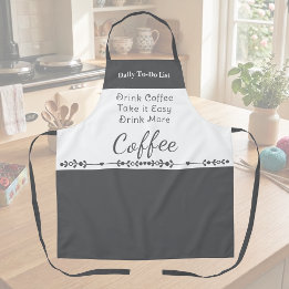 Delantal Lista de tareas para amantes del café blanco gris