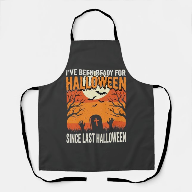 Delantal Listo para el diseño de cementerio de Halloween_1 (Anverso)