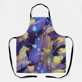 Delantal Lively purple, blue, and gold abstract art holiday