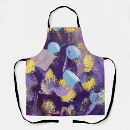 Delantal Lively Purple, Yellow, and Blue Abstract Art Apron