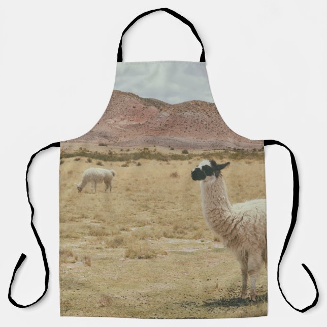 DELANTAL LLAMA BLANCA EN GRASA MARRONA (Anverso)