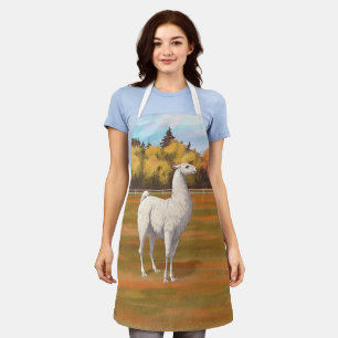 Delantal Llama blanca en la pastelería de otoño