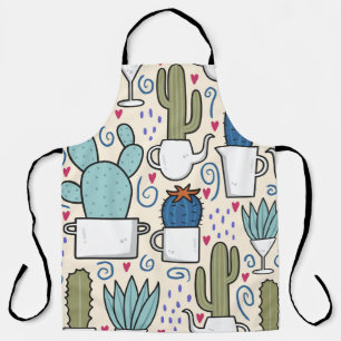 Delantal Llama Cactus: Diseño Seamless dibujado a mano