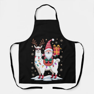 Delantal Llama de Navidad Gnome Santa Luces Reno Xmas