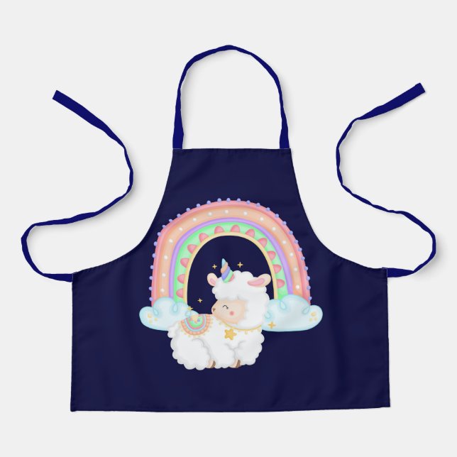 Delantal Llama y arco iris (Anverso)