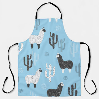 Delantal Llama y cactus, lindo patrón.