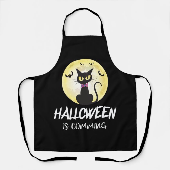 Delantal Llega El Gato De Halloween (Anverso)