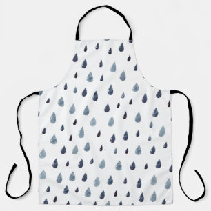 Delantal Lluvia. Patrón transparente de acuarela. Indigo ra