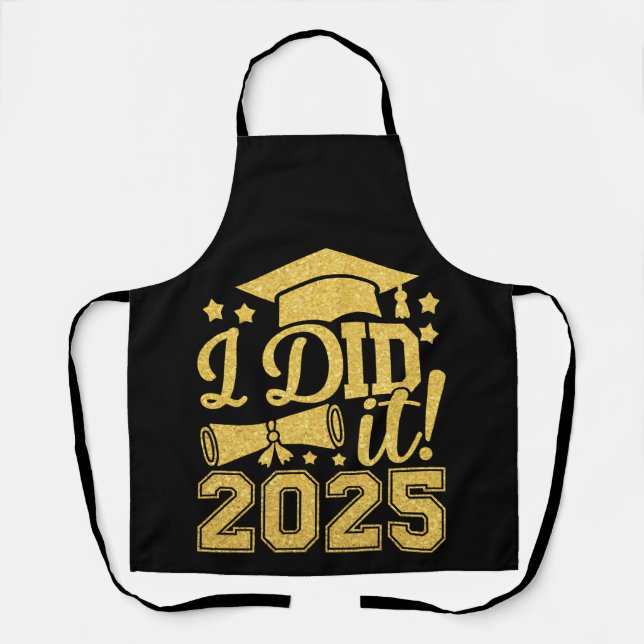 Delantal Lo Hice En 2025 Graduación Graduada De 2025 (Anverso)