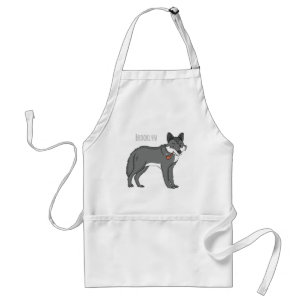 Delantal Lobo gris con ilustracion de personalizado de tube