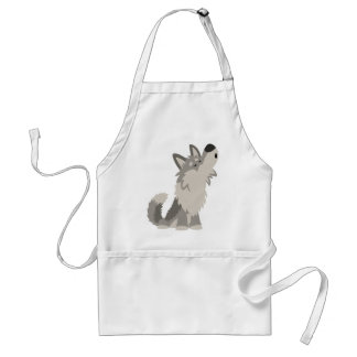 Delantal Lobo lindo del dibujo animado del grito que cocina