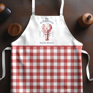 Delantal Lobster costero Red Gingham Apron