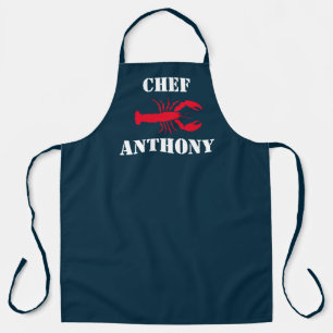 Delantal Lobster Rojo Naval Náutica Azul Chef Personalizado
