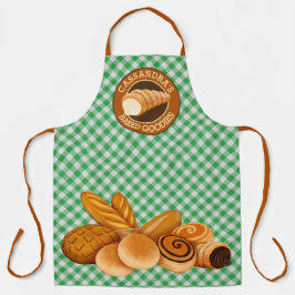 Delantal Logo de Bread Bakers Green Gingham