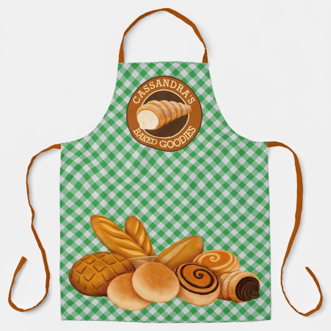 Delantal Logo de Bread Bakers Green Gingham (Anverso)