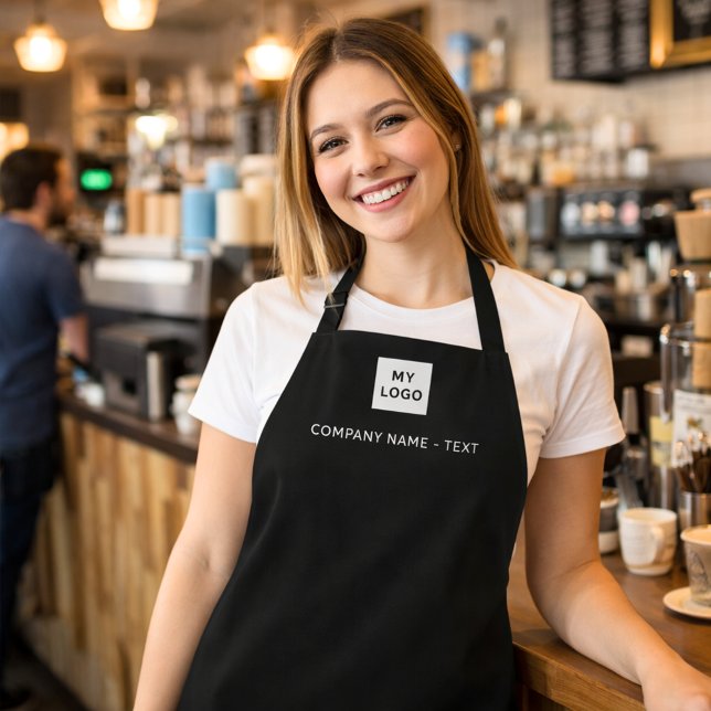 Delantal Logo de negocios en blanco negro (Subido por el creador)
