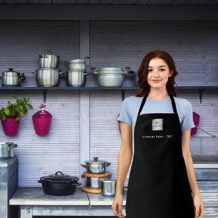 Delantal Logo de negocios en blanco negro