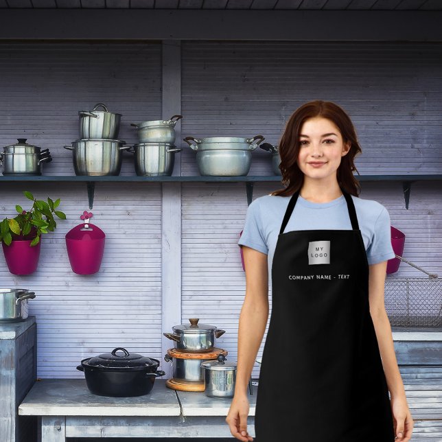 Delantal Logo de negocios en blanco negro (Subido por el creador)