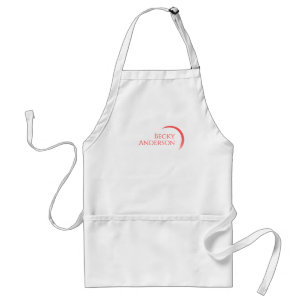 Delantal Logo de nombre, Crescente Rojo Minimalista Elegant