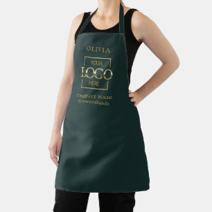 Delantal Logotipo Comercial Personalizado Verde y Nombre de