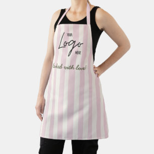 Delantal Logotipo de la Panadería Café Cute Stripes Hornead