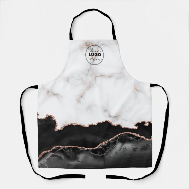 Delantal Logotipo de negocio de Personalizado de mármol neg (Anverso)