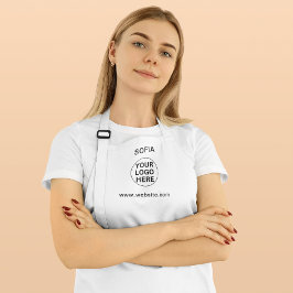 Delantal Logotipo de negocio y texto en blanco y negro