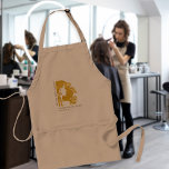 Delantal Logotipo de peluquería nombre salón de belleza ele<br><div class="desc">Espectro elegante y personalizado de peluquería con el logo falso de una mujer de oro (¡puedes reemplazarlo por el tuyo propio!) y con el nombre personalizado de estilista y salón.</div>
