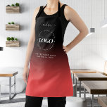 Delantal Logotipo de Personalizado negro rojo Salón de nego<br><div class="desc">Promueva su negocio con este moderno y profesional delantal que presenta el logo personalizado,  el elegante nombre de caligrafía y el texto. Añade fácilmente tus detalles haciendo clic en la opción "personalizar".</div>
