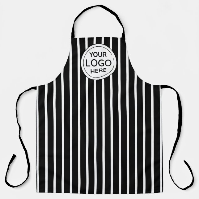 Delantal Logotipo empresarial franjas blancas verticales  (Anverso)