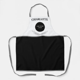 Delantal Logotipo empresarial personalizado negro y blanco 