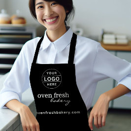 Delantal Logotipo mínimo de Negocio Negro Pastry Chef Baker