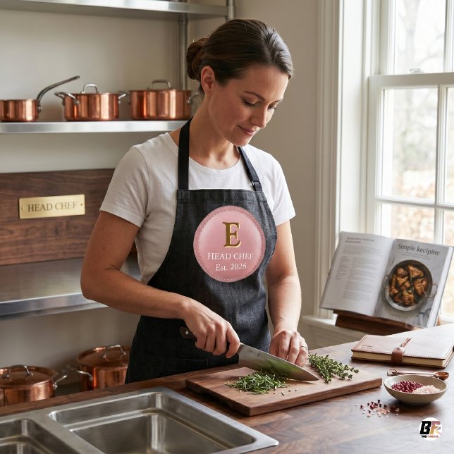 Delantal Logotipo personalizado de chef principal con monog (#mother'sday)