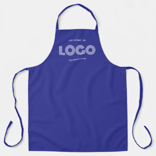 Delantal Logotipo rectangular moderno azul profundo y blanc