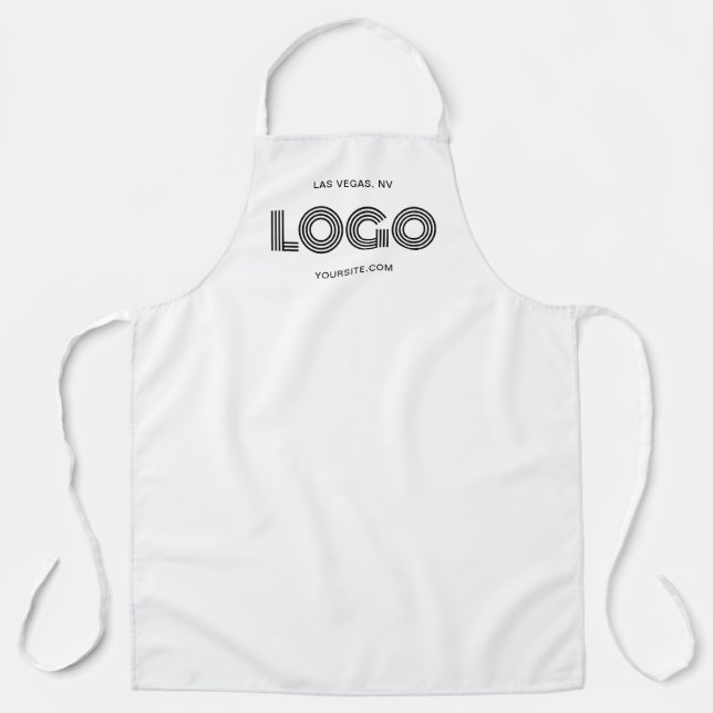 Delantal Logotipo rectangular moderno blanco (Anverso)